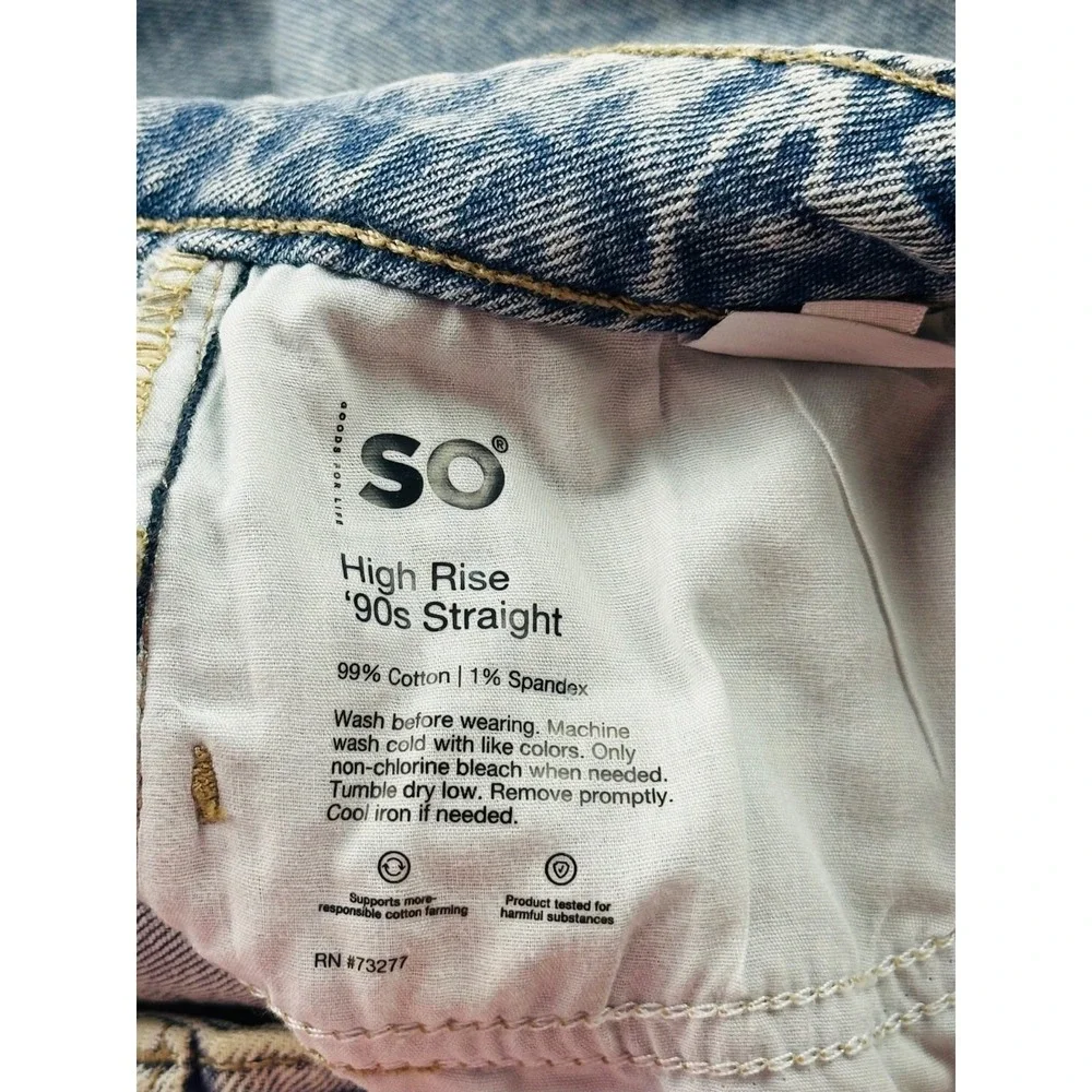SO Jeans Women 1 / 25W Blue High Rise Straight Acid Wash Cotton Streetwear Urban
